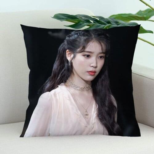 New Arrival IU Pillow Cover Bedroom Home Office Decorative Lee Ji Eun Pillowcase Square Zipper Pillow Cases Satin Soft