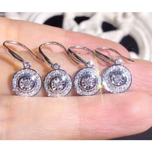 New Fashion Luxury Ladies 925 Silver Square Drop Earrings Wedding Bridal Accessories AAAA Zircon Elegant Ladies Jewelry