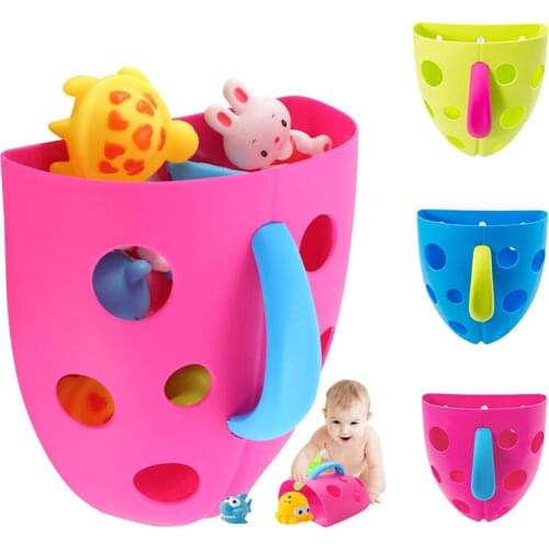 New Kids Baby Bath Toy Storage Box Organizer Holder Baby Bath Drain Suction Plastic Bathroom Bath Toy Holder
