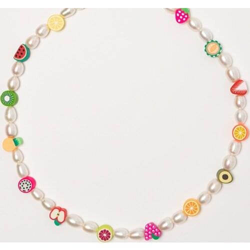 2020 summer lovely fruit beaded necklace handmade luxury freshwater pearl jewelry choker exquisite trendy clay fruit accessories