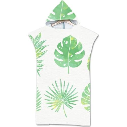 New leaves geometry Towel Adult Microfiber Dressing Robe Hooded Bath Towel Swimming Surfing Beachwear
