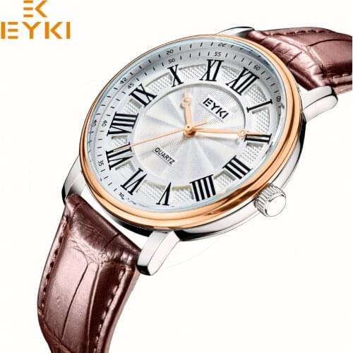 EYKI 1052 Luxury Quartz Watch Men Women Casual Wristwatch Lovers Watches Leather Watchband Clock Male regalo hombre 2019 News