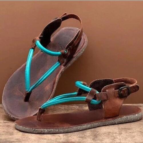 Fashion New Summer Sandals Women Retro Flip-flop Belt Buckle Sandals Women Summer Flat Bottom Large Size 40-43