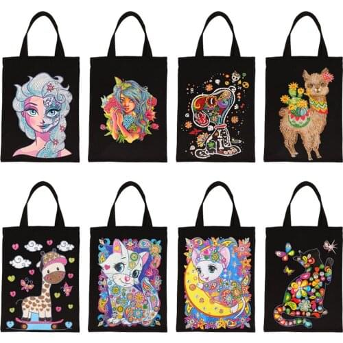 DIY Diamond Painting Handbag Reusable Shoulder Shopping Storage Bag Home Decoration Gift Canvas Bag Eco-friendly Shopping Bags