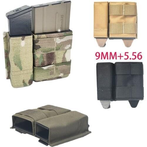 Tactical Airsoft 5.56 1+1 Side Double Magazine Pouch Multicam Molle Mag Ammo Pouch Bags
