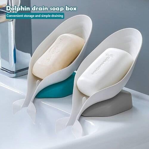 Dolphin Shape Soap Box Bathroom Soap Holder Dish Storage Plate Tray Bathroom Soap Holder Case Bathroom Supplies Bathroom Gadgets