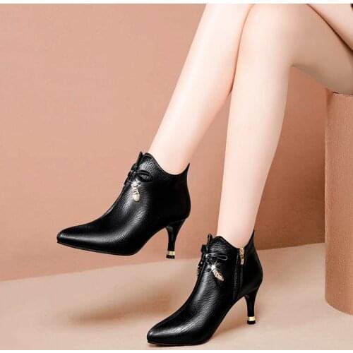 Winter fashion womens boots beige black pointed toe ankle boots plus velvet high heels autumn and winter womens socks boots