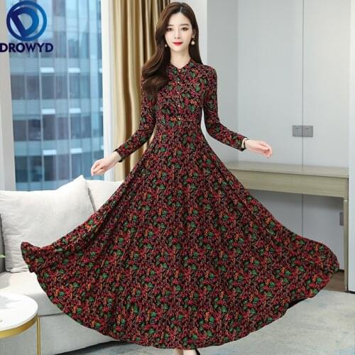 2021 Vintage Plus Velvet Warm Thicken Knitting Cotton Dress Autumn Winter Floral Chic Women Bodycon Party Runway Maxi Vestidos