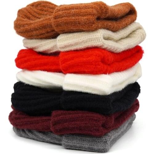 2021 Winter Hats for Women Men Black Red Solid Beanies Knitted Hat Thick Warm Wool Autumn Female Beanie Caps Casual Hip Pop Cap