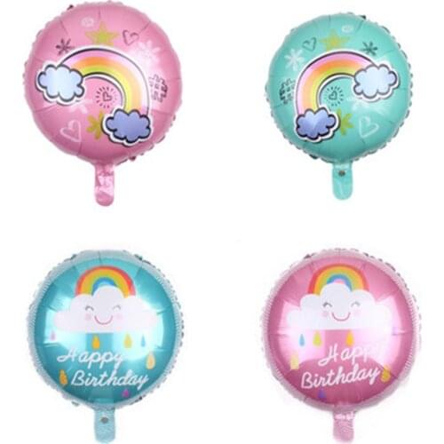 10pcs 18inch Smile Face Rainbow White Clouds Foil Balloons for Happy Birthday Party Decoration kids Baby Shower Balloons Toys