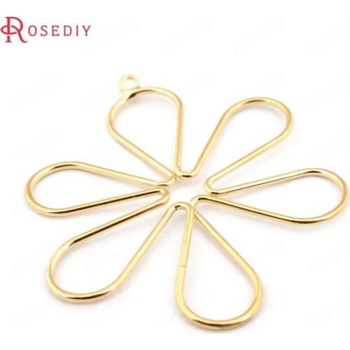 33521)6PCS 58*48MM 24K Gold Color Brass Big Flower Charms Pendants High Quality Diy Jewelry Findings Accessories wholesale