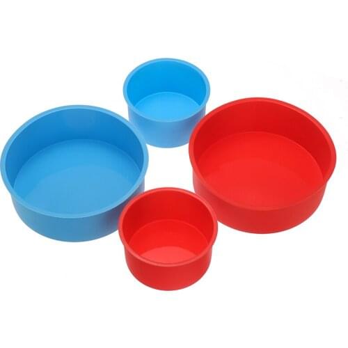 4pcs 4'' 6'' Silicone Round Cake Pan Cake Bread Baking Mold Tins Pan Non-Stick Food Grade Silicone For DIY Birthday Cake Tool