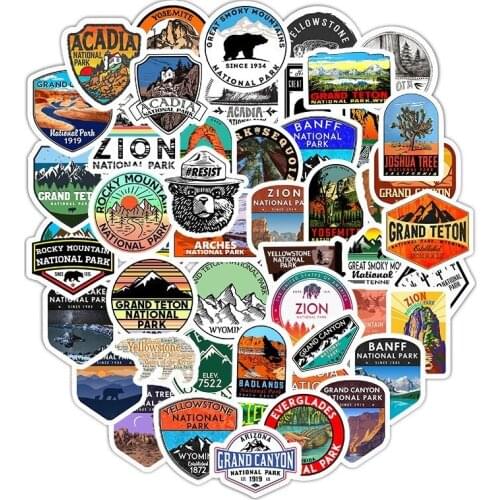 50PCS Mixed National Park Stickers Cartoon Graffiti Stickers Fashion Luggage Skateboard Waterproof Stickers Car Styling Decals