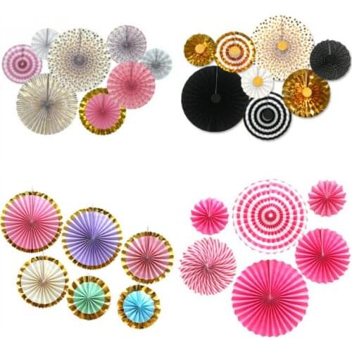 6/8pcsTissue Paper Cut-Out Paper Fans Pinwheels Hanging Flower Paper Crafts for Wedding Party Birthday Festival
