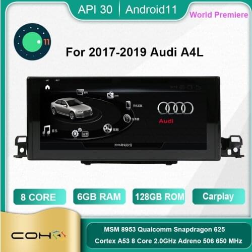 COHO For 2017-2019 Audi A4L Android 11.0 Octa Core 8+256G Car Multimedia Player Stereo Receiver Radio