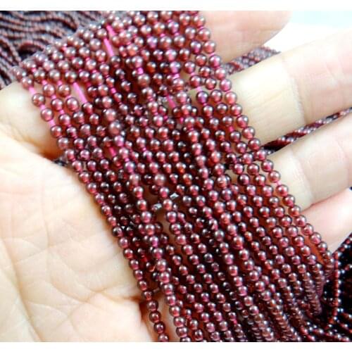 High Quality AAA+ Natural Garnet Round Stone Beads For Jewelry Making DIY Bracelet Necklace Material 2/3/mm 15'' Free shipping
