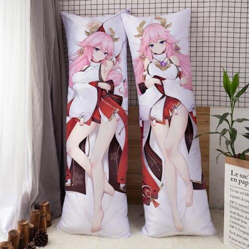 Genshin Impact Yae Guuji Pillow Cover Double-sided Dakimakura Case Bedroom Bedding Pillow Case Hugging Body Pillowcase Fans Gift