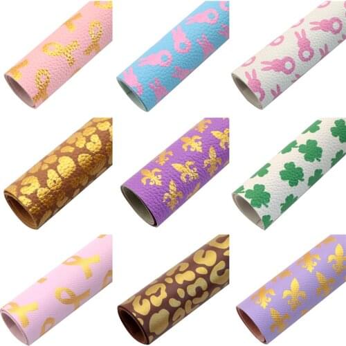 Ink Printing Faux Leather Sheets Lychee Transparent Smooth Printed Synthetic Leather Fabric 20x33cm for DIY Earrings Bows Crafts