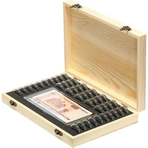 Wood Coin Case Coin Protection Capsules Holder Storage Box Container For Storing 40 Coins+100 Banknotes #W0