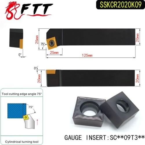 SSKCR2020K09 75 Degrees External Turning Tool Holder For SCMG09T304 SCMG09T308 Used on CNC Lathe Machine
