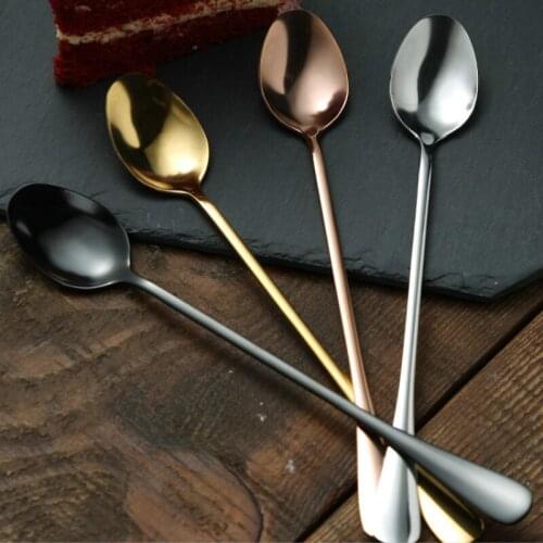 Stainless Steel Long Spoon Long Handle Coffee Ice Drink Stirring Spoon Thickened Spoon Creative Tableware Long Handle Ice