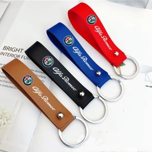 For Alfa Romeo giulia stelvio giulietta 159 147 156 Leather Keychain Casual Leather Strap Lanyard Key Chain Keyring Keyholder
