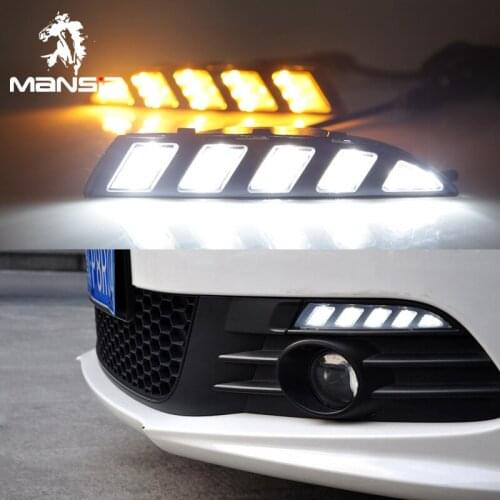 12V LED Daytime Running Light Daylight ABS Car DRL For Volkswagen Scirocco 2011 2012 2013 2014 2015 AutoTurn Yellow Signal Relay