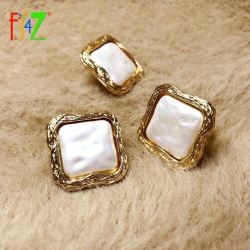 F.J4Z 2020 Trend Earrings for Women Unusual Big Geometric Earring Baroque Simulated Pearl Ear Studs Christmas Gifts Dropship