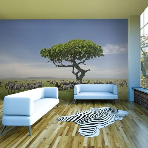 Wall mural-Africa: zebras in the shade of a tree-300x231 cm