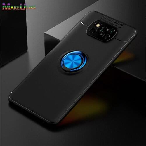 Ring Silicone Case For Xiaomi POCO X3 NFC C3 PocoX3 PocoC3 Case Soft Back Cover Anti-fall Case