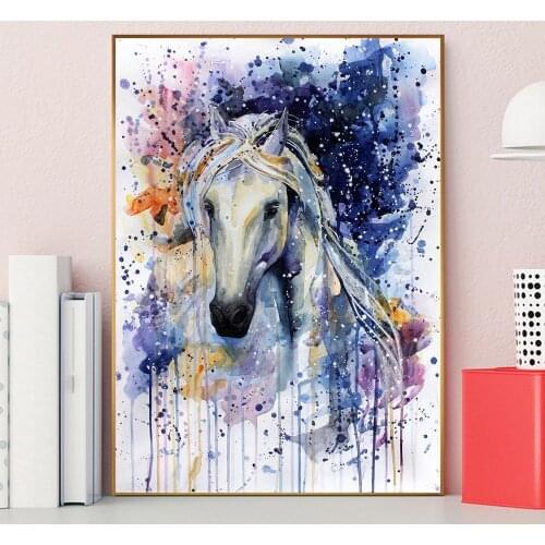 Colorful Horse Children Poster Animal Wall Art Canvas Nursery Painting Nordic Colorful Cartoon Horse Room Decoration Picture