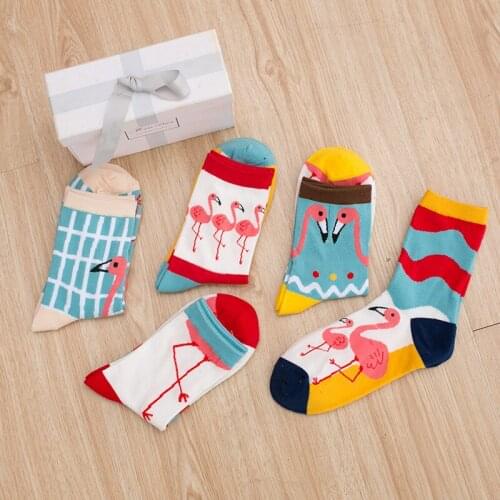 Fashion woman funny cute panda flamingo owl animal cartoon socks Korean style happy woman ankle socks comfortable cotton socks