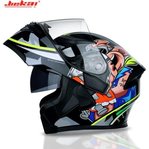 JK902 JIEKAI 902 Motorcycle Helmet Flip Up Moto Protector With Inner Sun Visor Double Lens Racing Full Face Head Protect Black
