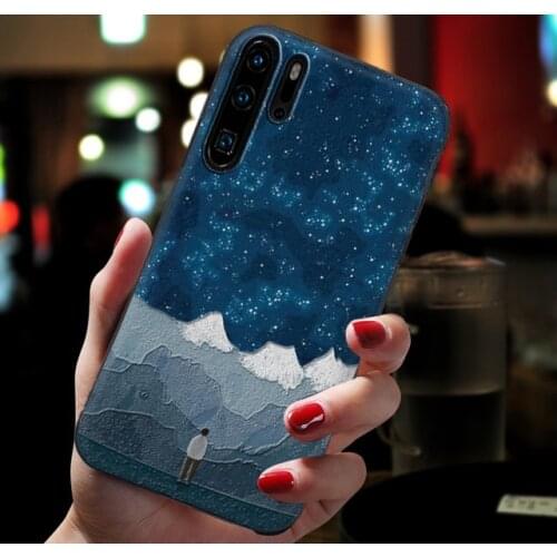 For Huawei P40 P20 P30 Pro Phone Cases p20Lite p40Lite p30Lite Case Cover 3D emboss Cute Cartoon Starry Sky Soft Back Coque Capa