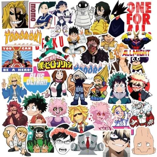 50pcs My Hero Academia Suitcase Stickers Laptop Skateboard Izuku Midoriya Might Boku No Hero Academia Anime Character Decals
