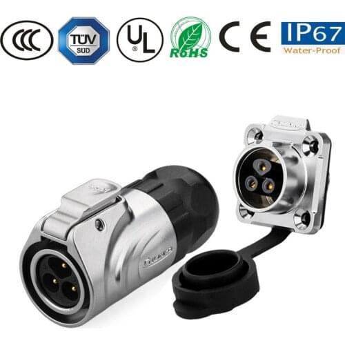 Outdoor waterproof connector M16 metal power supply 3 pin plug A10 industrial plug plug female socket panel mounting connector