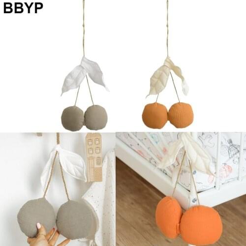 Sweet Cherry Wall Hanging Decor Cute Cotton Stuffed Cherry Baby Girls Room Decor Nordic Style Kids Room Home Nursery Party Decor