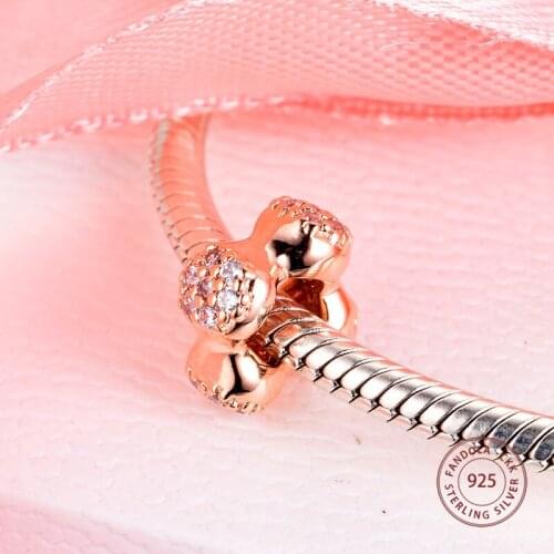 Fits Pandora Charm Bracelet 925 Sterling Silver Rose Modern LovePods Spacer Charms Beads Women DIY Jewelry Making Wholesale
