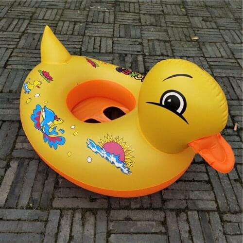 Hot Kids Inflatable Swim Ring Float Seat Infant Toddler Swimming Pool Boat Cute Duck Shaped Swim Circle Summer Water Toy