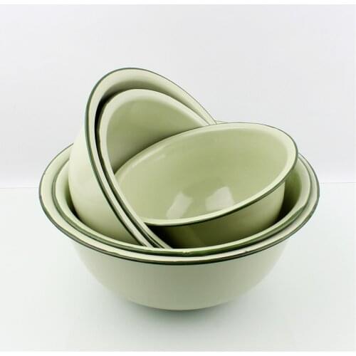 Tableware. Enamel bowl, soup basin, mixing basin, green deepening enamel basin. 10 pieces / pack