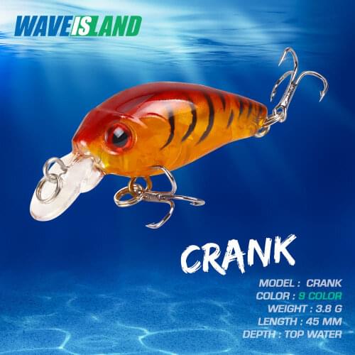 WAVEISLAND Crankbait Fishing Lure Crank Bait Rock 4.5cm Weights 3.8g Topwater Lure False Wobbler Bait Fish Bait Isca Artificial
