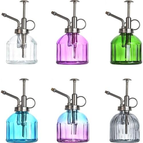 Transparent Glass Watering Spray Bottle,Plant Mister with Plastic Top Pump, Glass Watering Can for Indoor Potted Plant Outdoor