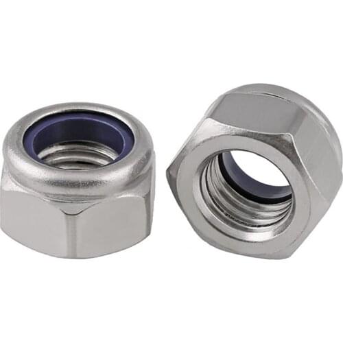Hex Nylon Insert Lock Nut UNC 4# 6# 8# 10# 1/4" 5/16" 3/8" 1/2" 304 Stainless Steel Hexagon Self-locking Nylock Locknut