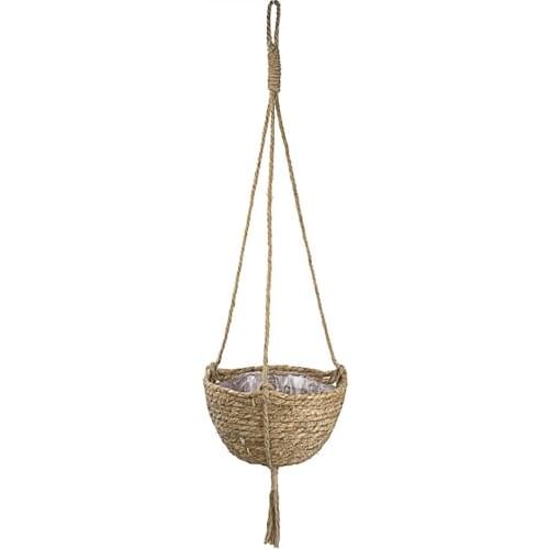 Woven Hanging Basin Flower Basket Hanging Baskets Flowerpot Wall-mounted Handmade Garden Seagrass Basket Macrame Plant Hanger