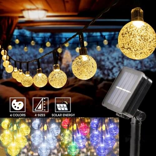 20/30/50 LEDS Crystal Ball Solar Lamp Power LED String Fairy Lights Waterproof Solar Garlands Garden Christmas Decor For Outdoor
