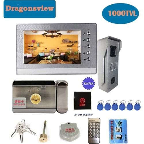 Dragonsview 7 Inch Video Intercom Doorbell with Camera Video Door Phone Intercom System Electric Lock Unlock Talk Waterproof