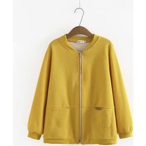 Plus size stand collar women coat 2021 Casual spring autumn zipper Women baseball jacket off white yellow black