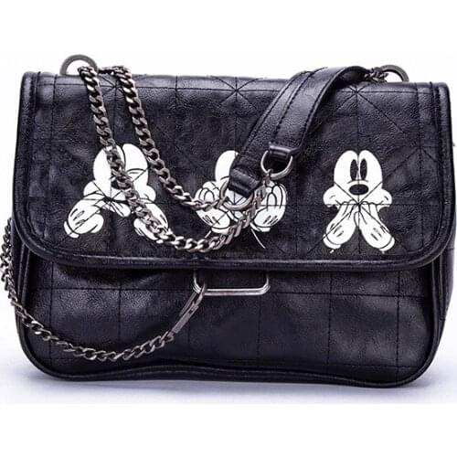 Disney Mickey mouse shoulder Bag Women New Shoulder Messenger Bag Cute Printed pu chain Bag handbag