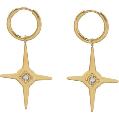 Fashion Stainless Steel Star Hoop Earrings For Women High Quality 18 K Metal Gold Charm Earrings Women Jewelry Party Gift