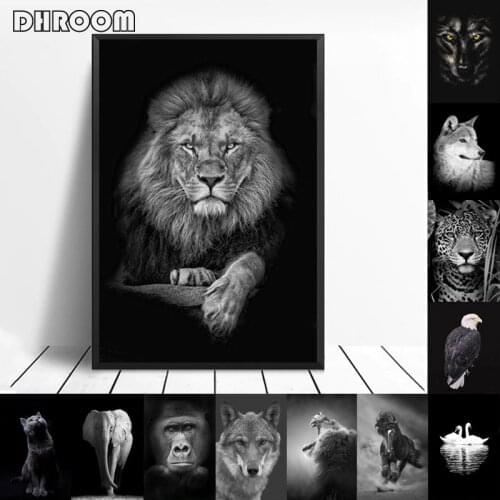Animal Canvas Painting Wall Art Lion Elephant Horse Posters and Prints Wall Pictures for Living Room Decoration Home Decor